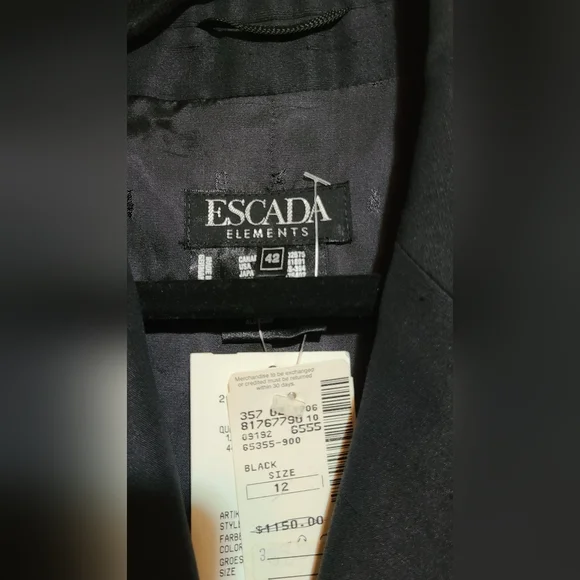Escada NWT Black Blazer Classic Formal Jacket Silk & Cotton